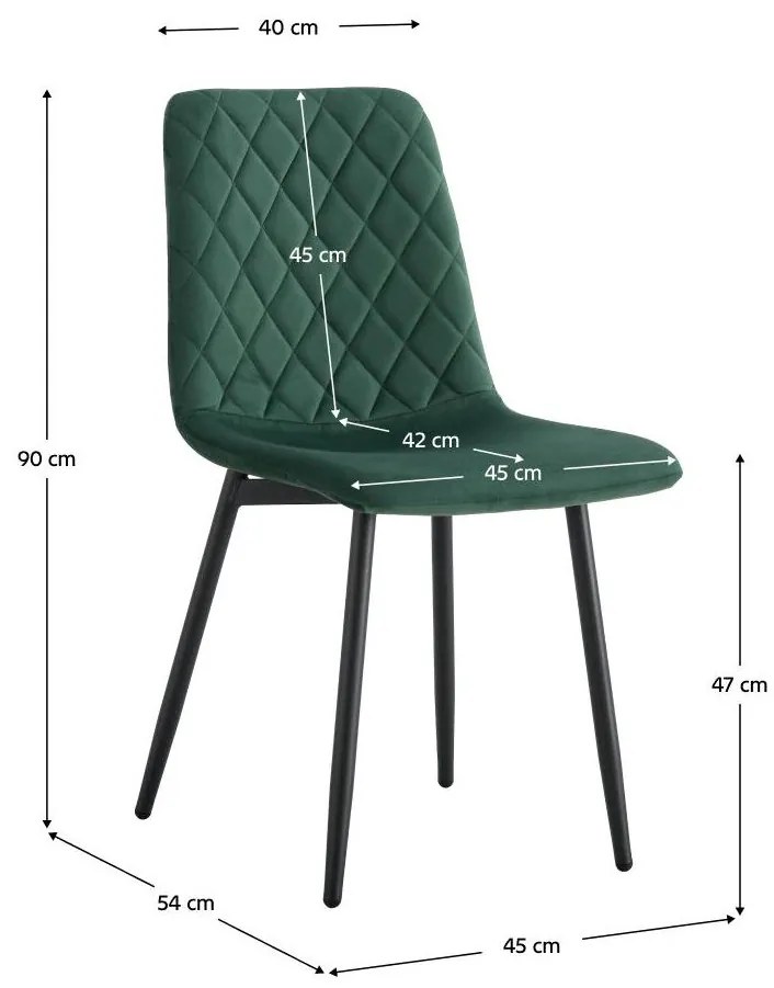 Tempo Kondela Jedálenská stolička, smaragdová Velvet látka/kov, DAMIA TYP 2