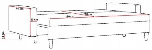 Elegantná rozkladacia pohovka hnedej farby 190 cm