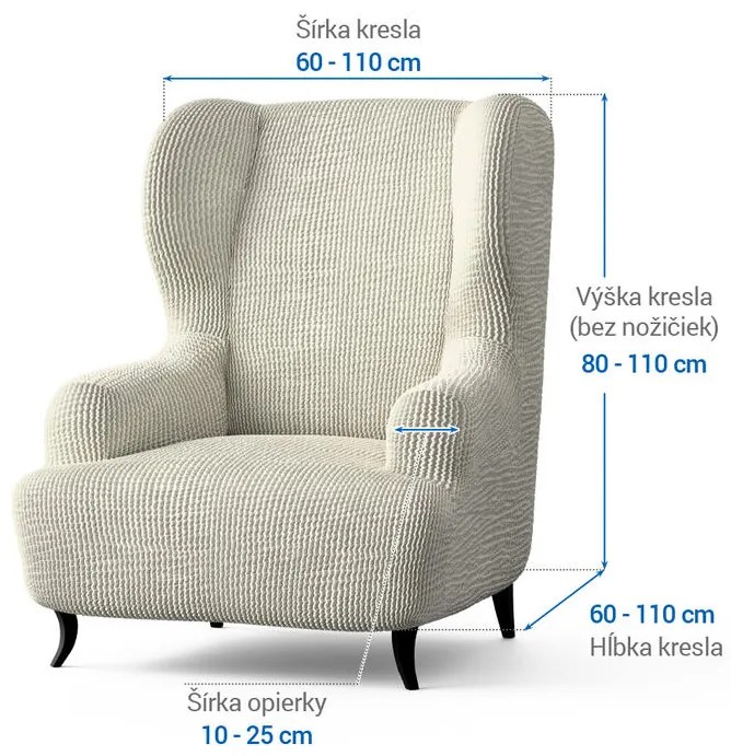 Bielastické poťahy COSTINA smotanová kreslo ušiak (š. 60 - 110 cm)