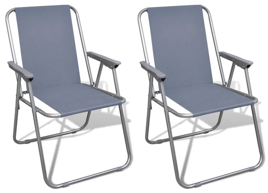 vidaXL Skladacie nastaviteľné kempingové stoličky, 2 ks, sivé