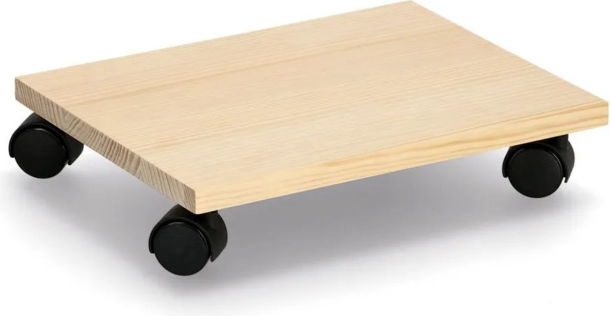 ZELLER PRESENT Drevený podstavec s kolieskami na manipuláciu s ťažkými predmetmi, 33 x 27,5 x 7,5 cm