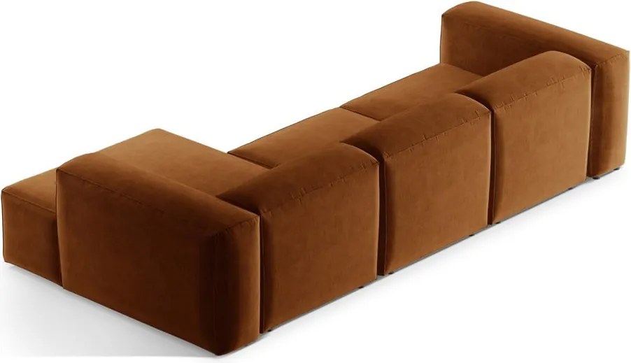 Rohová pohovka v tehlovej farbe (pravý roh/s leňoškou) Bergamo – Cosmopolitan Design