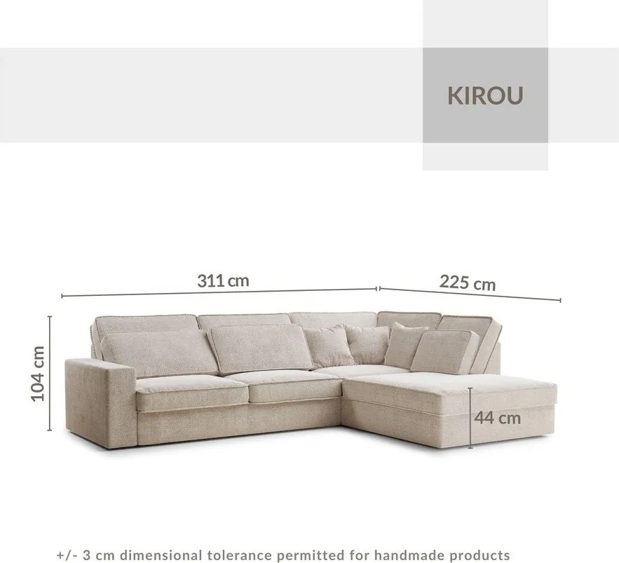 Krémová ženilková rohová pohovka (pravý roh/do L) Kirou – Maison de Rêve