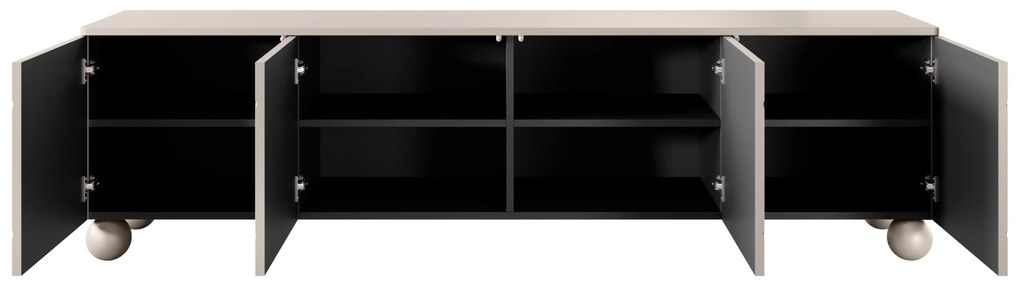 TV skrinka Sonatia II 200 cm štvordverová na guľatých nohách - kašmír