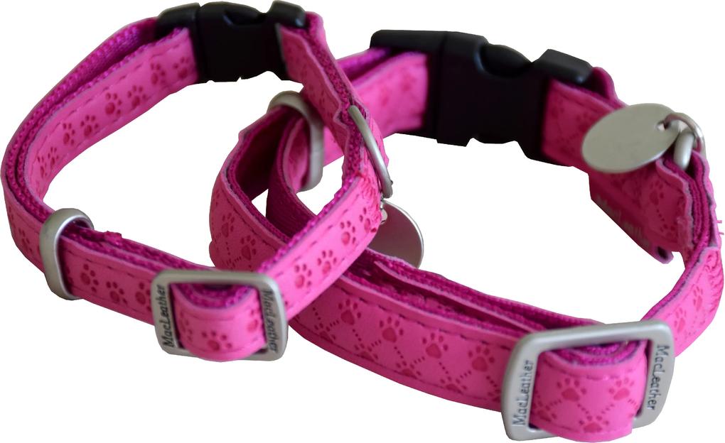 Obojok pre psov MAC LEATHER ružová Barva: ružová, Velikost: šírka 1cm, obvod 20-30cm