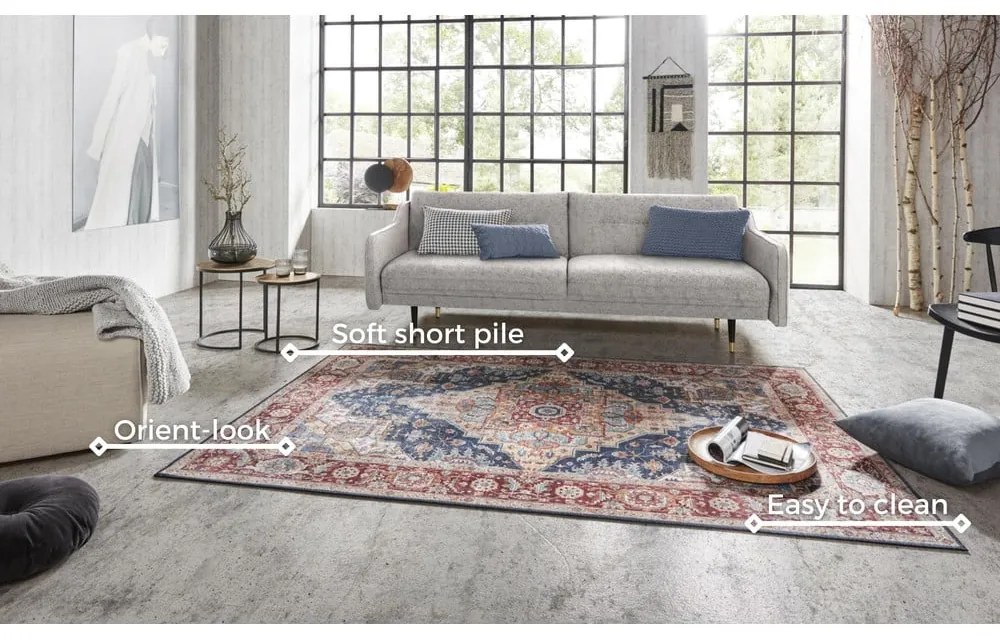 Tmavomodro-červený koberec Nouristan Sylla, 80 x 150 cm