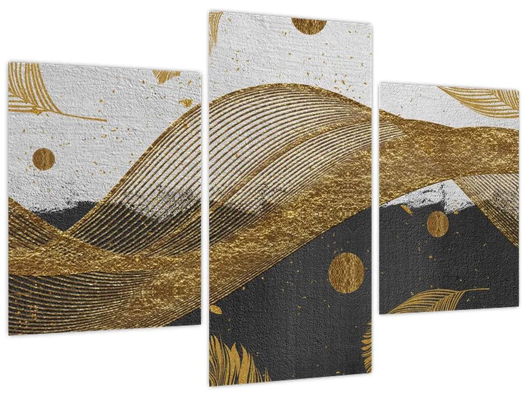 Obraz - Zlaté pierka (90x60 cm)