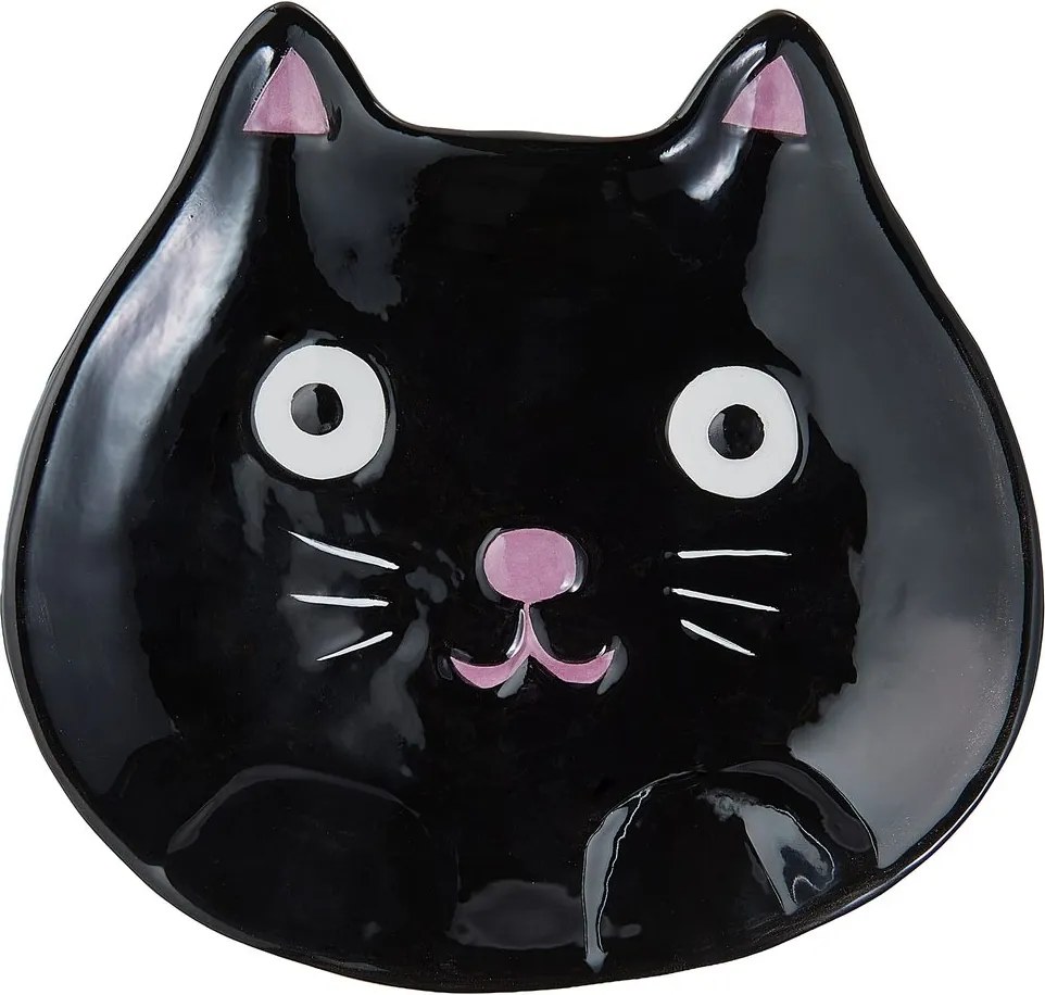 HALLOWEEN Dekoračný tanier mačka 16 cm - čierna