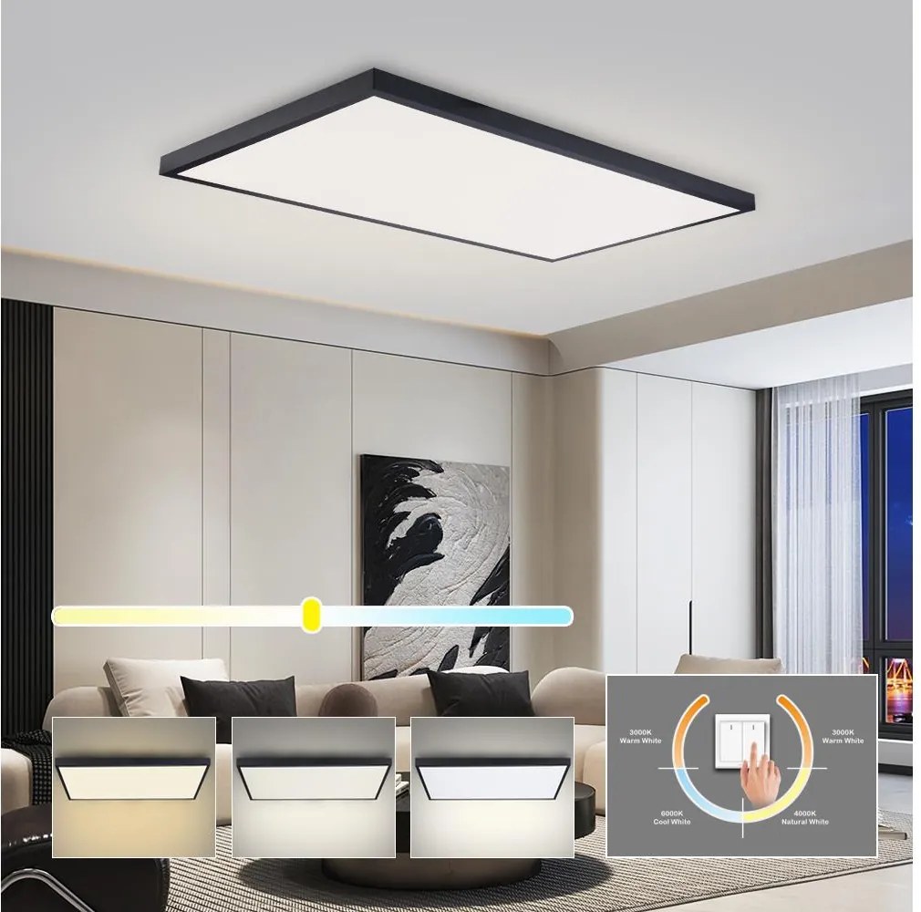 Brilagi -LED Kúpeľňové stropné svietidlo FRAME LED/96W/230V 120x60 cm IP44 čierna