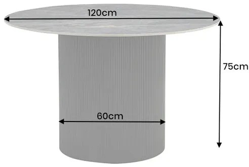 Jedálenský stôl UNIQUE 120 cm okrúhly s tmavým rámom, keramicko-sivým mramorovým vrchom