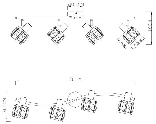 Globo 54357-4 - Bodové svietidlo INDIANA 4xE14/40W/230V