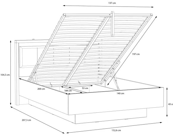 Dvojlôžková posteľ s úložným priestorom OREN 140x200 cm hnedá/čierna