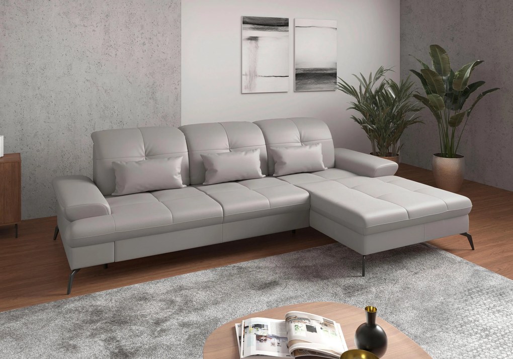XXXLutz ROHOVÁ SEDAČKA, textil, koža, svetlosivá Sit & More - Sedačky - 000144011737