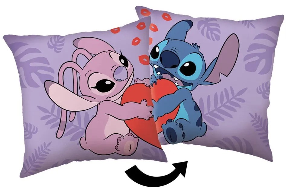Fleecový detský vankúšik 40x40 cm Lilo and Stitch "Kiss" – Jerry Fabrics