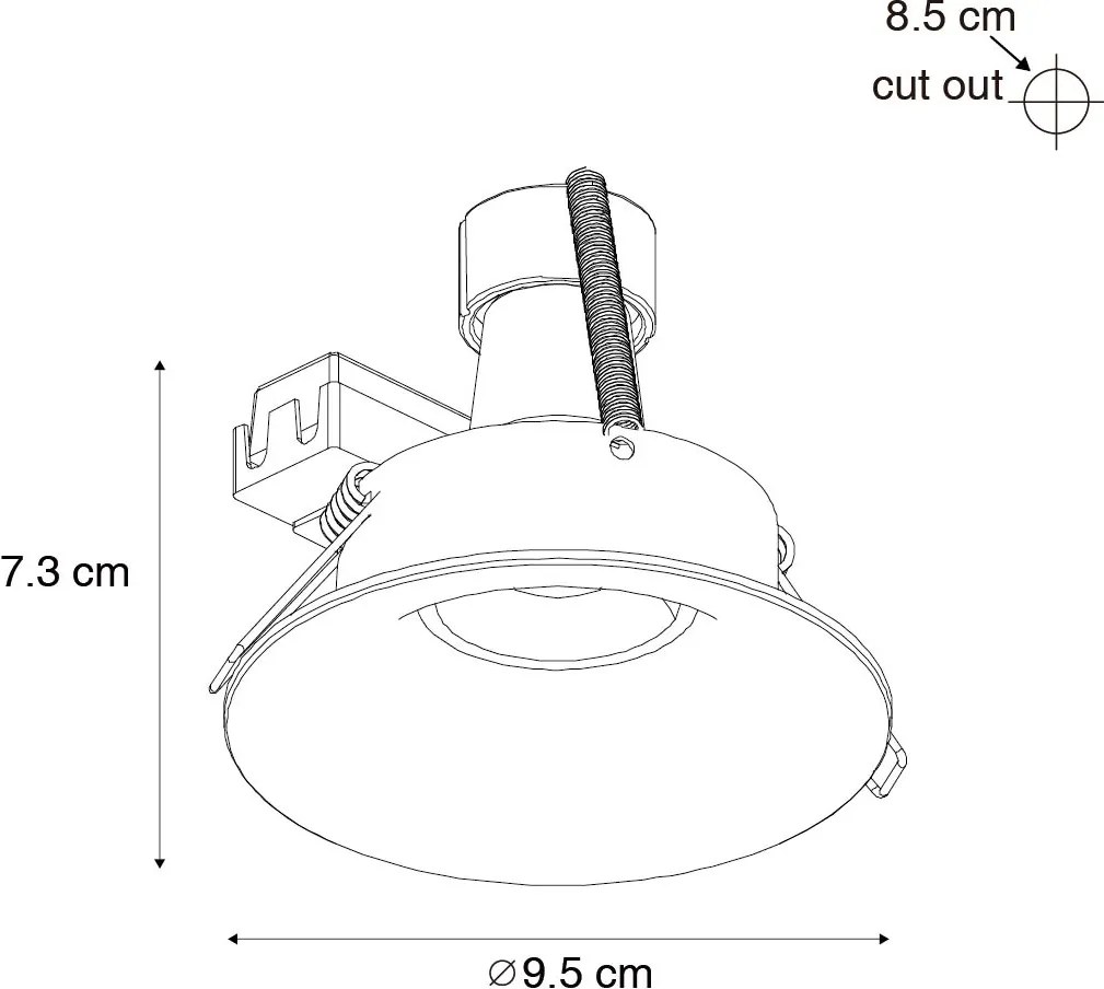 Sada 6 čiernych zabudovaných bodových svetiel GU10 50 mm - Gijs