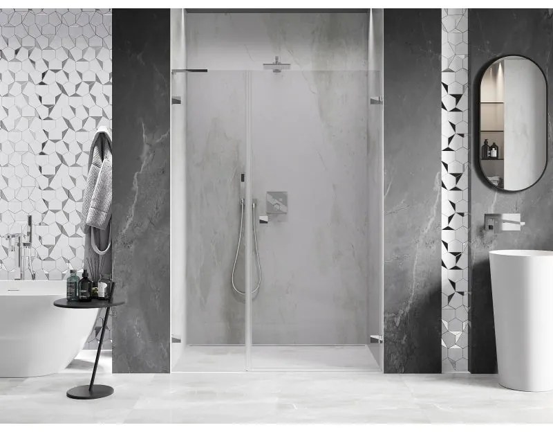 Mexen Lunar-B, L výklopné pravé sprchové dvere 140 cm, číre sklo, chrómový profil, 832SL-140-050-01-00-P