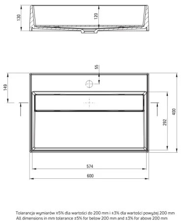 Deante CQR_SU6M - Umyvadlo CORREO 40x60 cm granit/metalická šedá