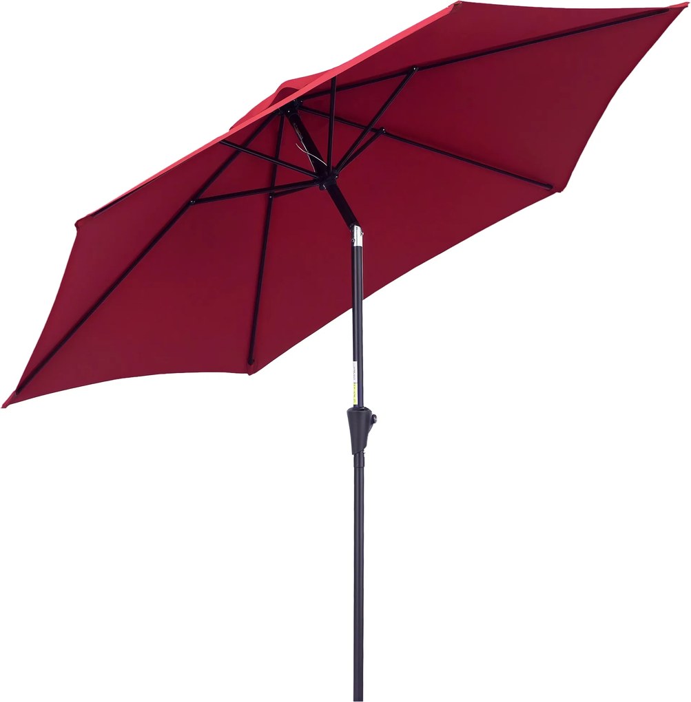 Záhradný slnečník Outsunny s bočným držiakom a kľukou, hliník 180 g/m² polyester, červený ∅2.6 x 2.35 m | Aosom