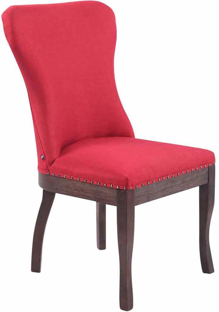 Jedálenská stolička Windsor ~ látka, drevené nohy antik tmavé Farba Červená