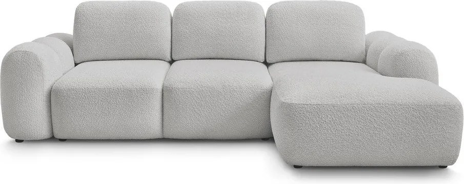 Svetlosivá rozkladacia/s úložným priestorom rohová pohovka z textílie buklé (pravý roh/s leňoškou) Montaigne – Bobochic Paris