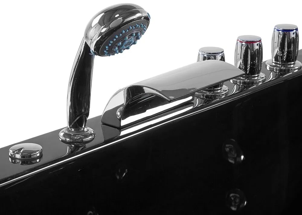 Vírivá rohová vaňa s LED osvetlením pravostranná 160 x 113 cm čierna PARADISO Beliani