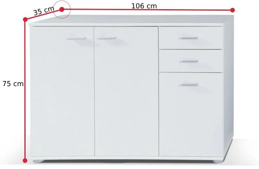 Komoda JEFF 1, 106x75x35, slivka Wallis