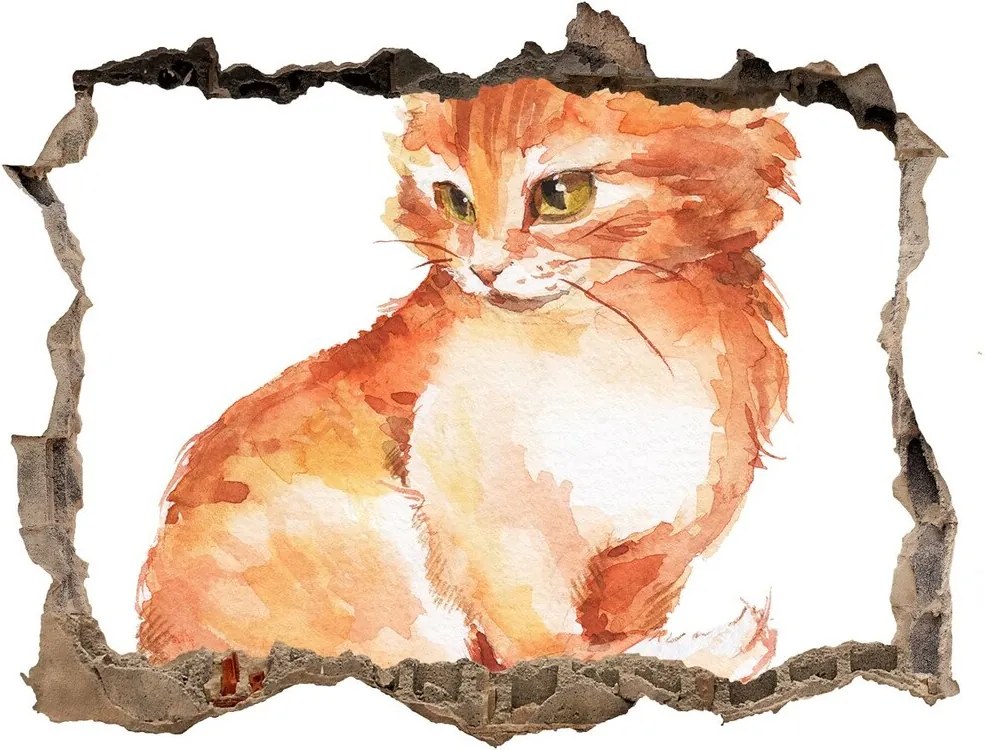 Díra 3D fototapeta nálepka Červená kočka WallHole-95x64-kamien-120895228