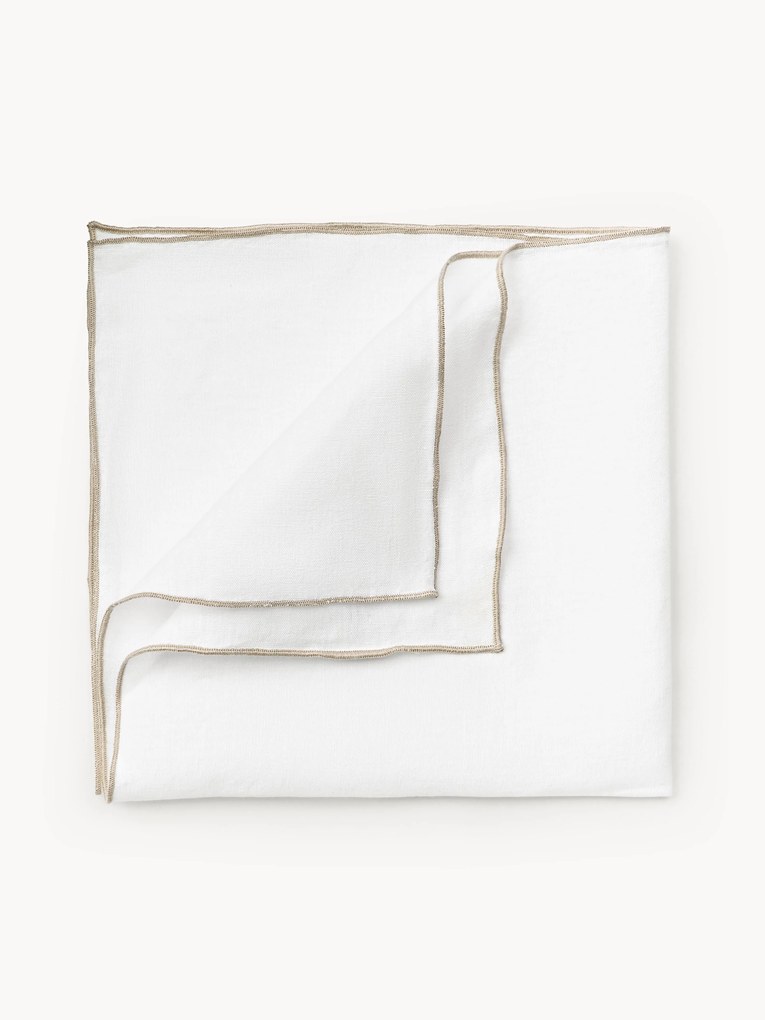 Ľanové obrúsky's dekoračným lemom Kennedy, 4 ks