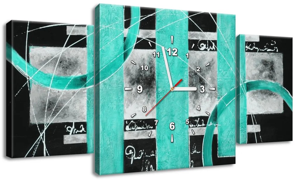 Gario Obraz s hodinami Tyrkysové línie 80x40cm Veľkosť: 80 x 40 cm