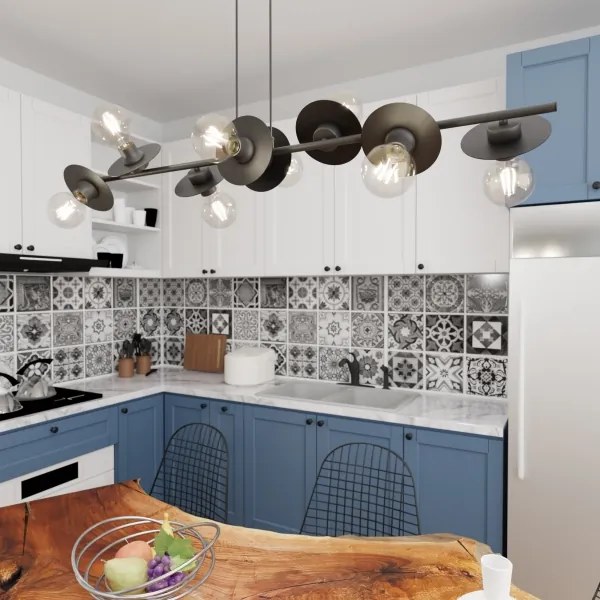 Luster na lanku TOKEN 8xE27/15W/230V čierna