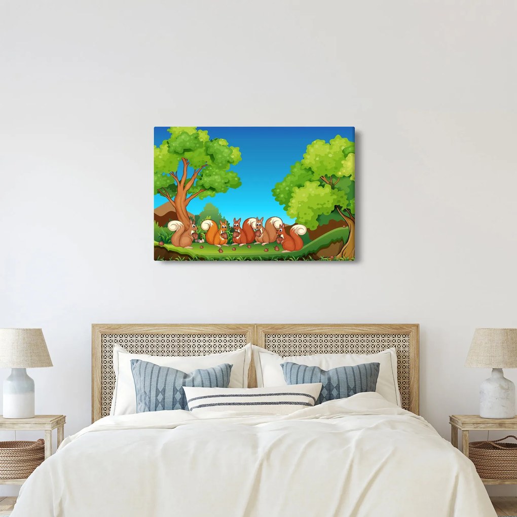 Obraz - Veselé veveričky (90x60 cm)