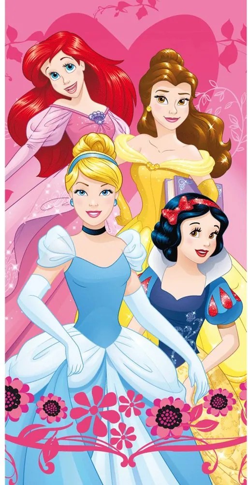 Jerry Fabrics Detská osuška s potlačou - Princezné - heart | 70 x 140 cm