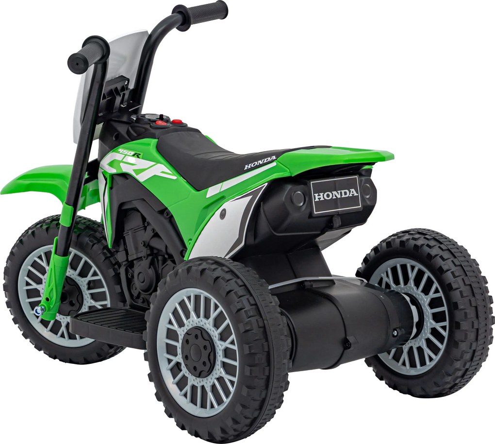 Ramiz Cross Honda CRF 450R batériový bicykel pre deti Zelená + 3 kolesá + gumový behúň + klaksón