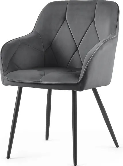 Sada šiestich jedálenských stoličiek DIAMANTE zamatové, grafitové / čierne nohy (6 ks)