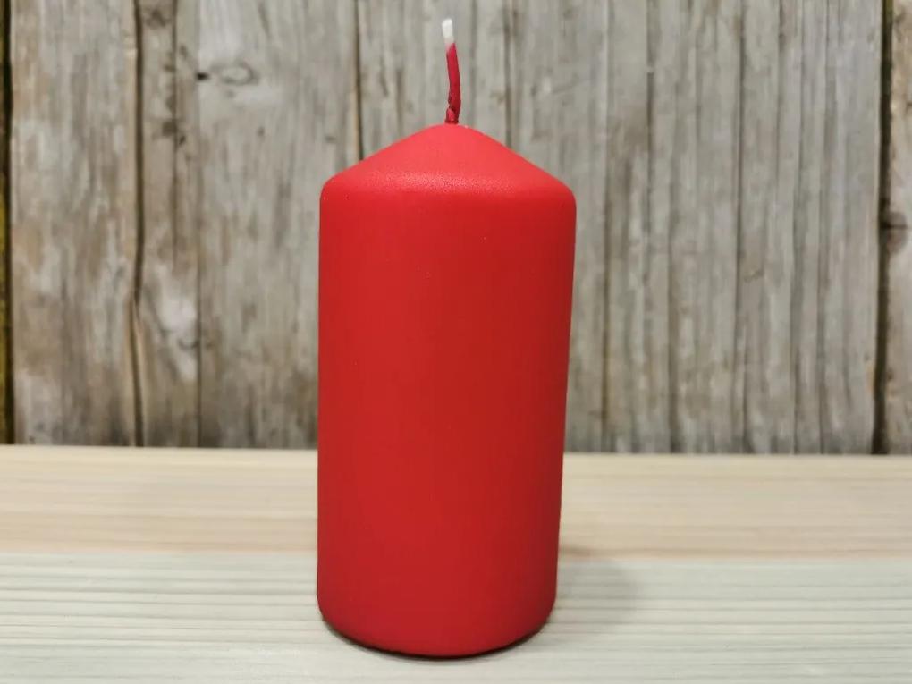 sviečka valec matná červená 6x12cm