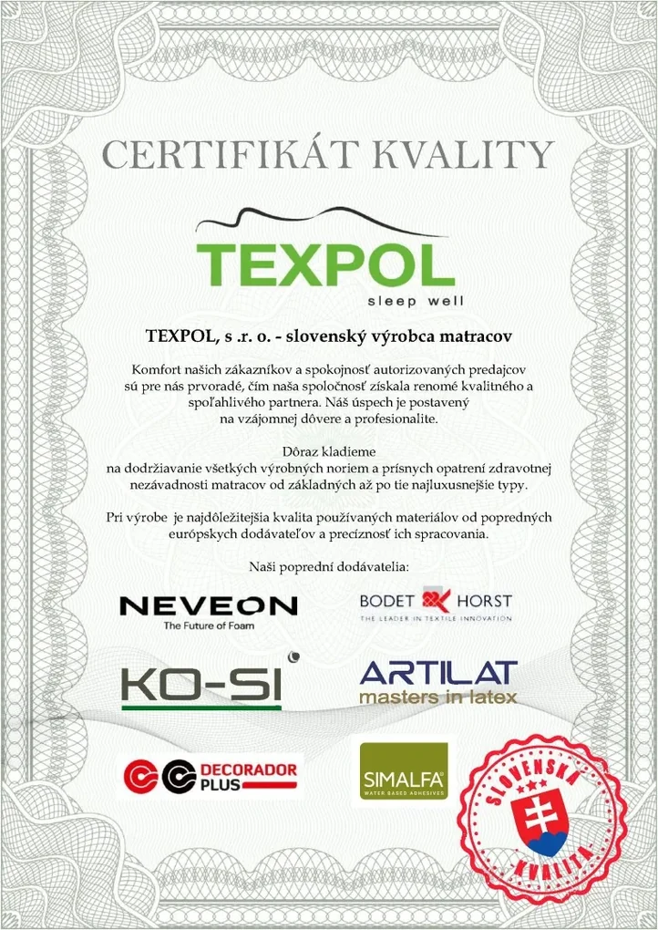 Texpol PREMIUM EXTRA HARD - extra tvrdý matrac zo studenej peny 80 x 220 cm, snímateľný poťah