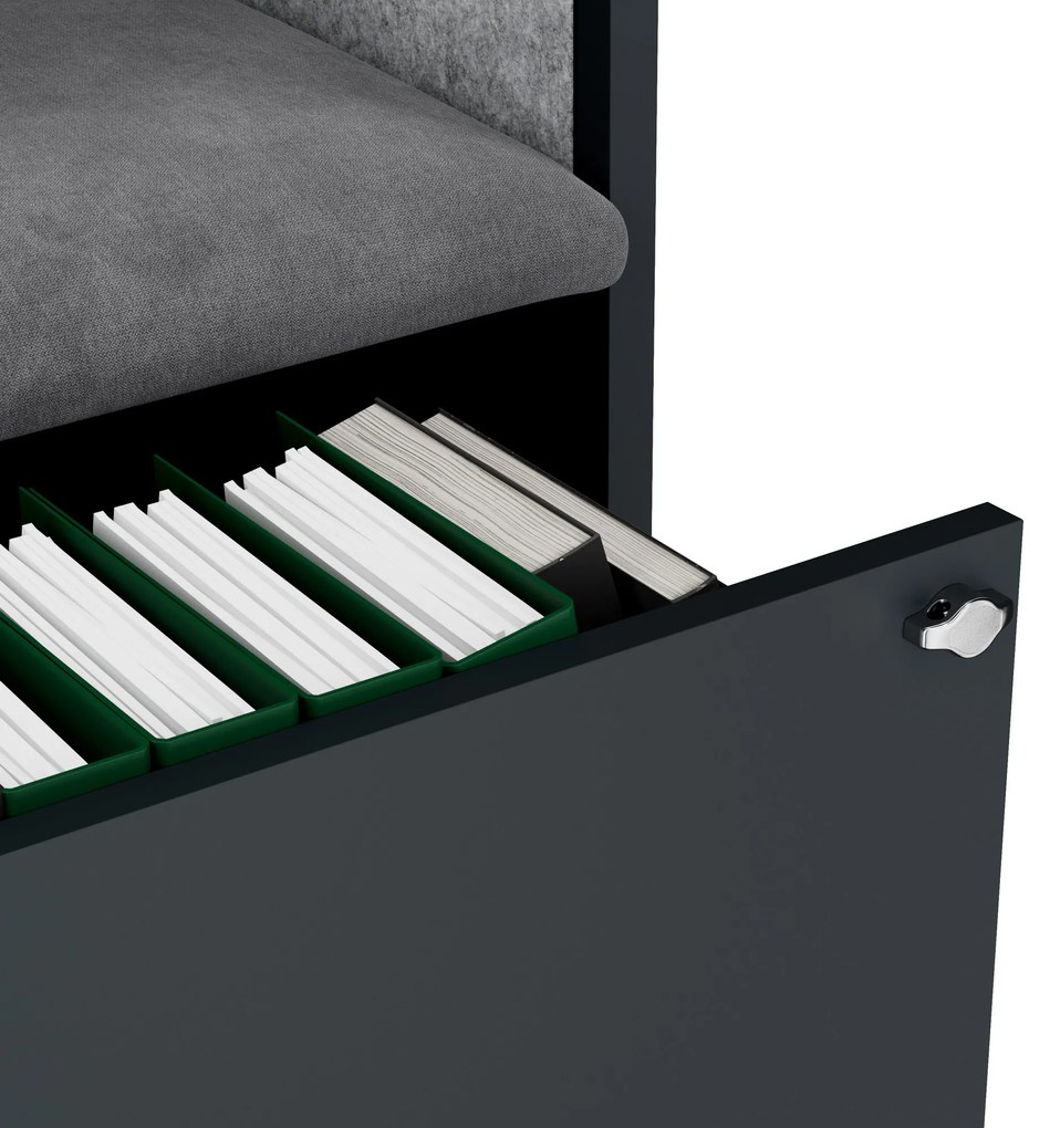 Akustická kabína SALLY MentalBox 1150 mm – antracitový korpus, sivé sedadlo