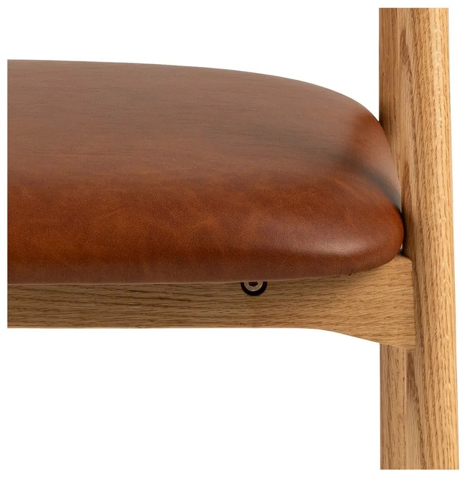 Koňakovohnedá/v prírodnej farbe jedálenská stolička z imitácie kože Addi – Actona
