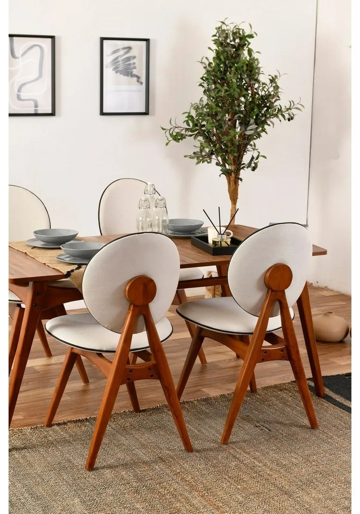 Súprava jedálenských stoličiek Touch Cream and Walnut, 2 ks