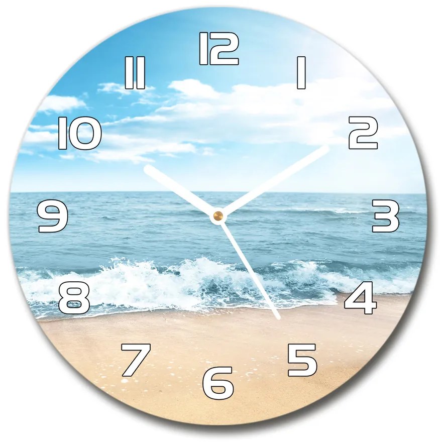 Sklenené nástenné hodiny okrúhle Pláž pl_zso_30_f_82558559