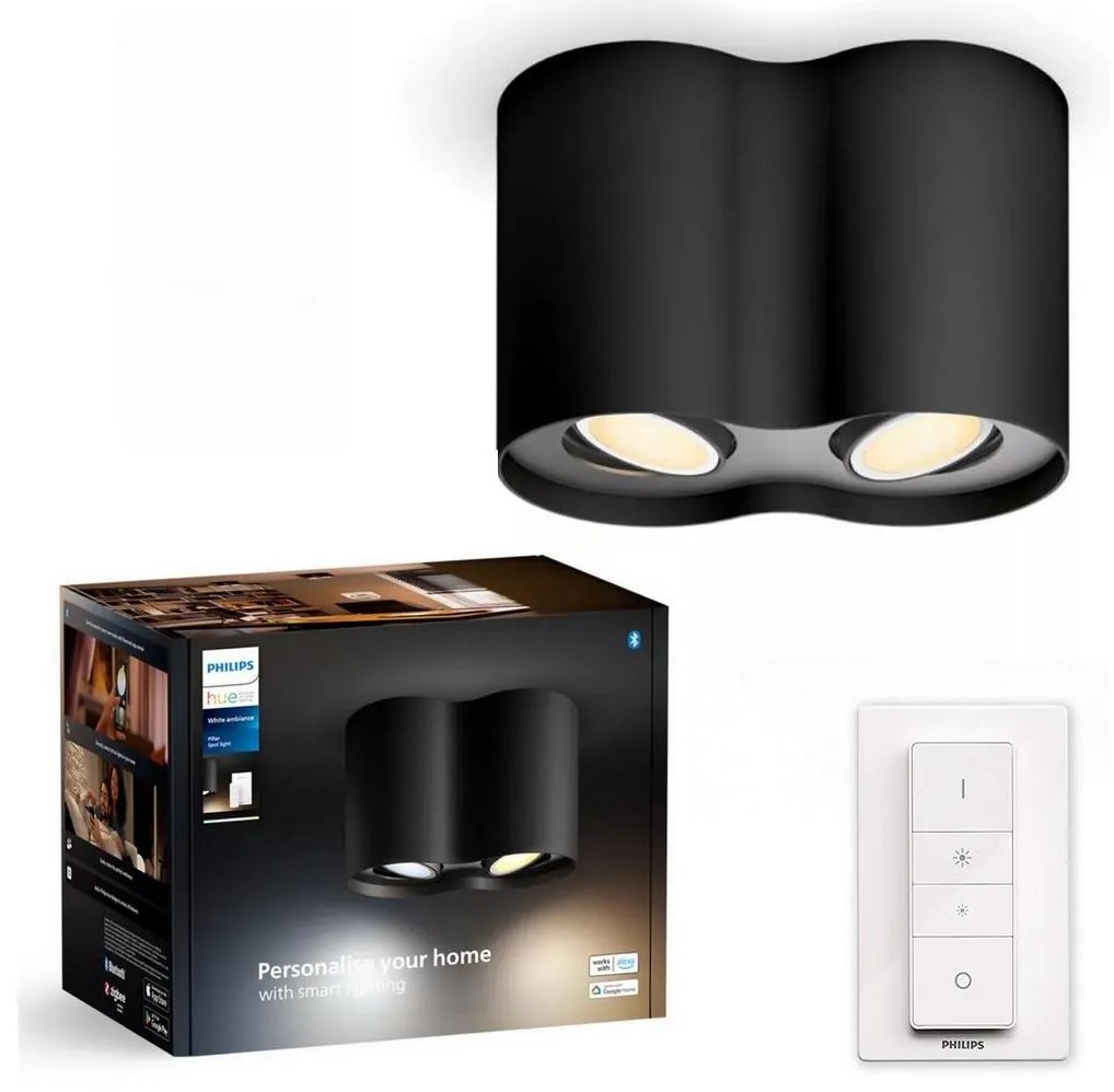 Philips Philips - LED Stmievateľné bodové svietidlo Hue PILLAR 2xGU10/4,2W/230V + DO čierna P6201