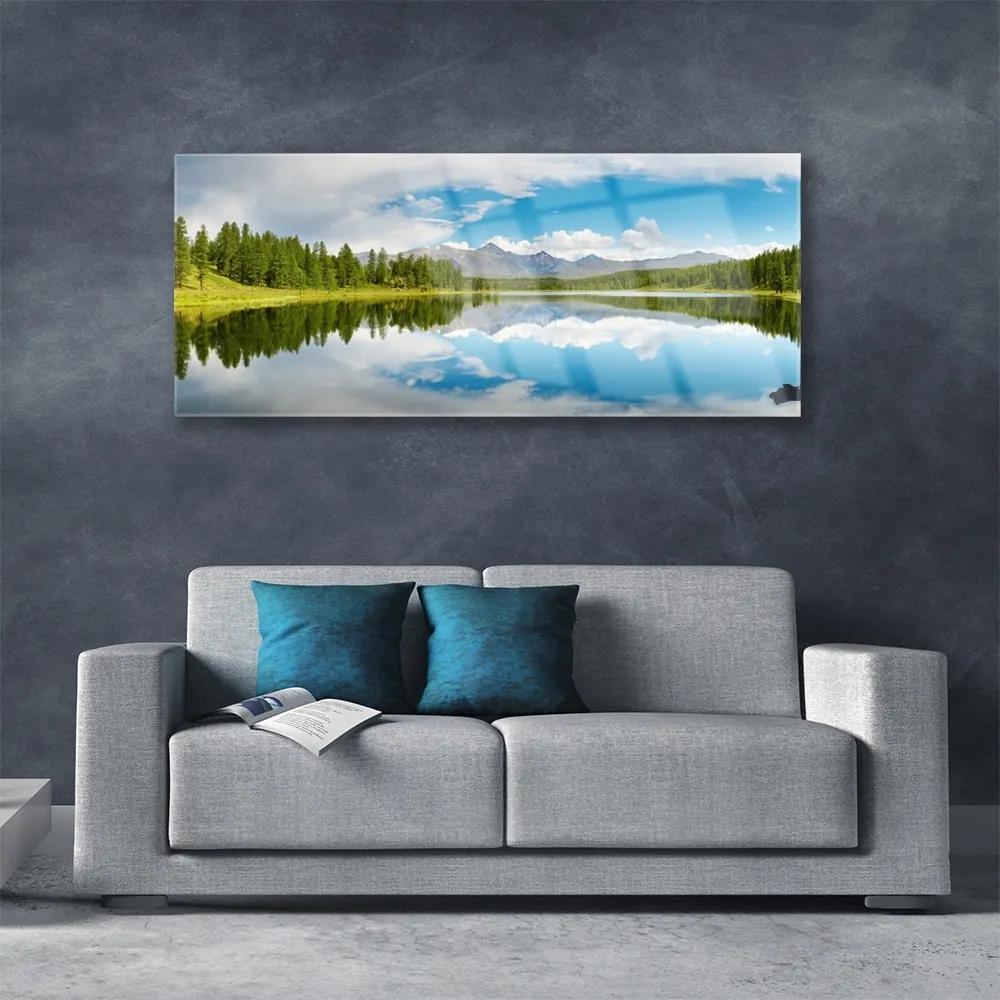 Obraz plexi Les jazero hory príroda 125x50 cm