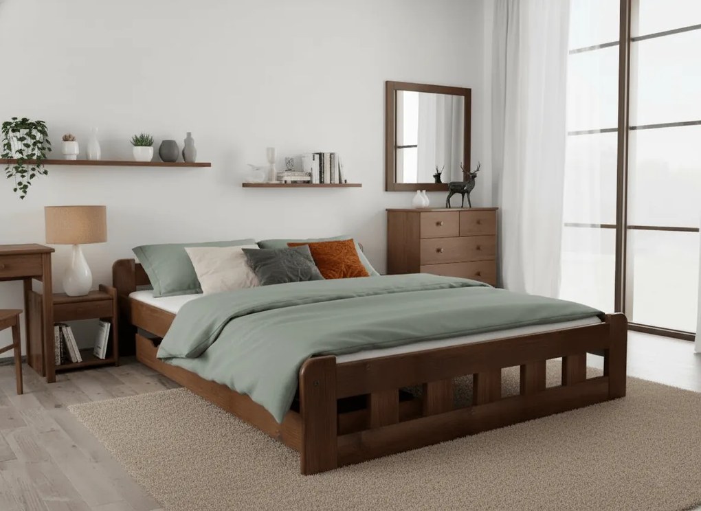 Posteľ Naomi zvýšená 160 x 200 cm, dub Rošt: S lamelovým roštom, Matrac: Bez matraca