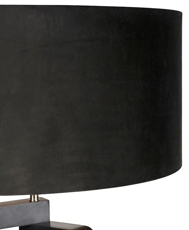 Stojaca lampa trojnožka čierna drevo s čiernym tienidlom 50 cm - Puros