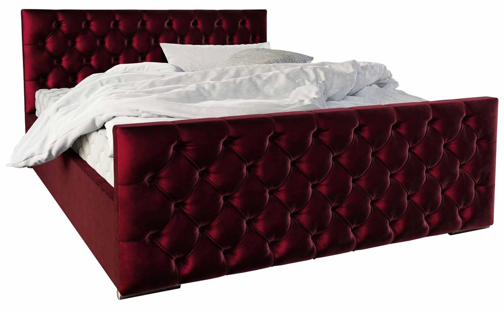 Manželská posteľ 180 cm Velva (bordová) (s roštom a úložným priestorom). Vlastná spoľahlivá doprava až k Vám domov. 1047187