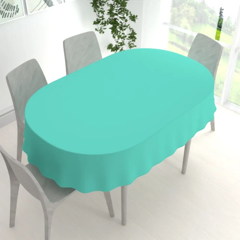 Biante Dekoračný oválny obrus Rongo RG-093 Svetlo tyrkysový 120x140 cm