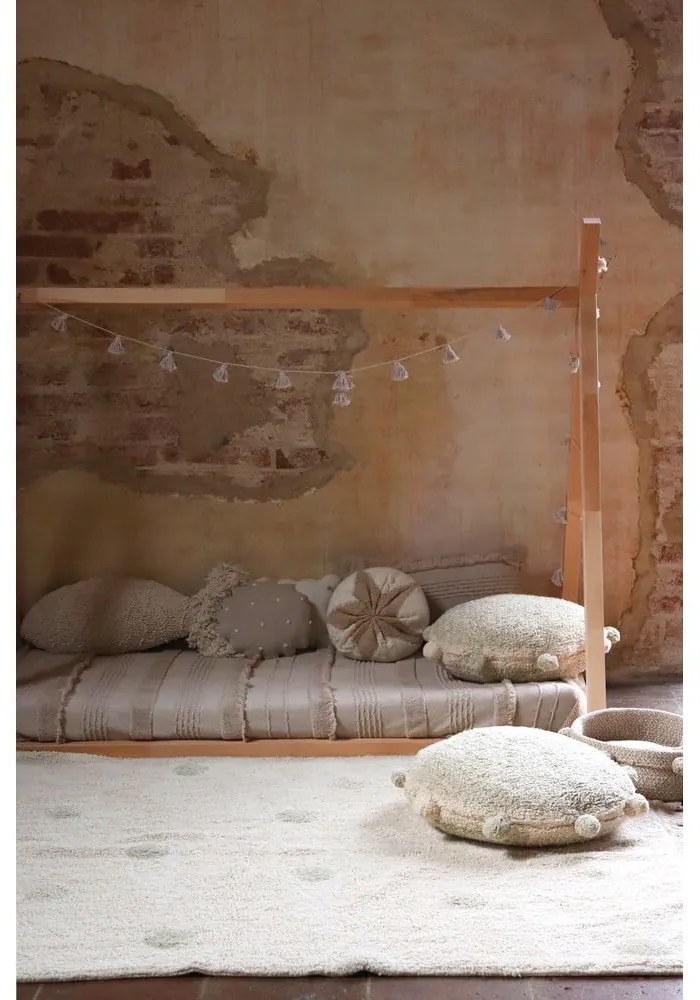 Kaki krémový prateľný ručne tkaný bavlnený detský koberec 120x160 cm Hippy Dots Olive – Lorena Canals