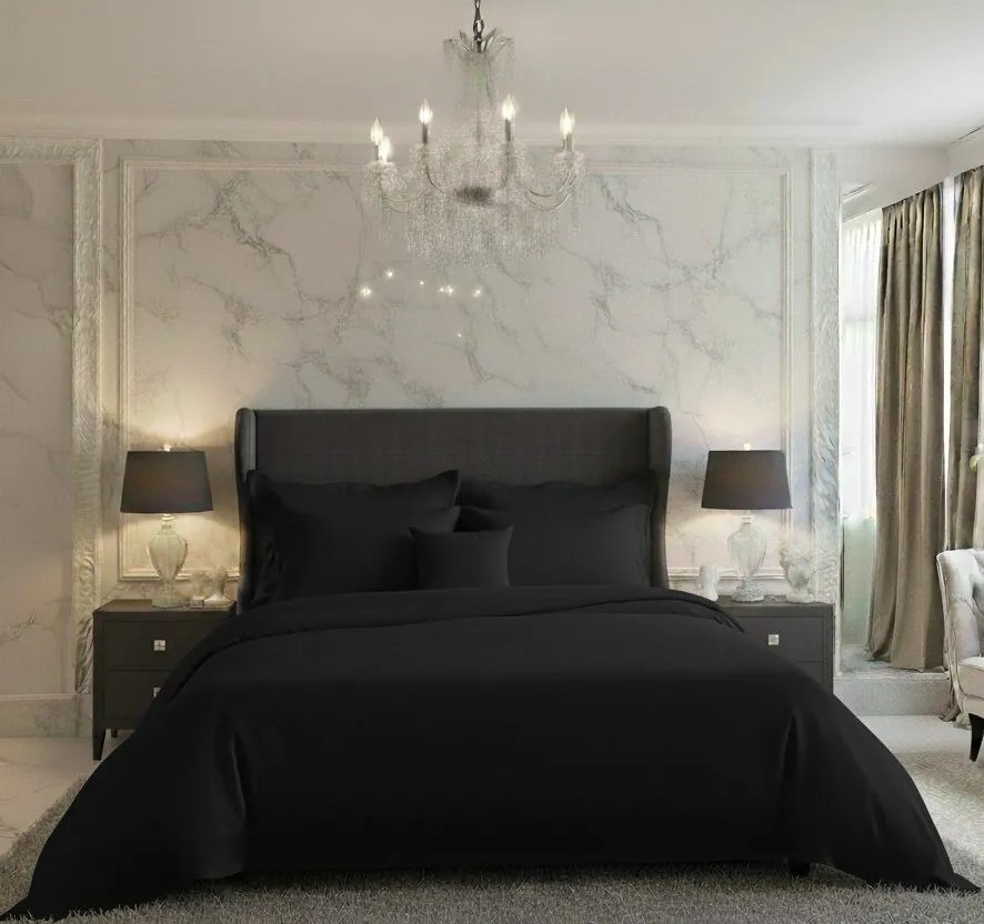 Kvalitex Saténové obliečky Luxury Collection čierna, 140 x 200 cm, 70 x 90 cm