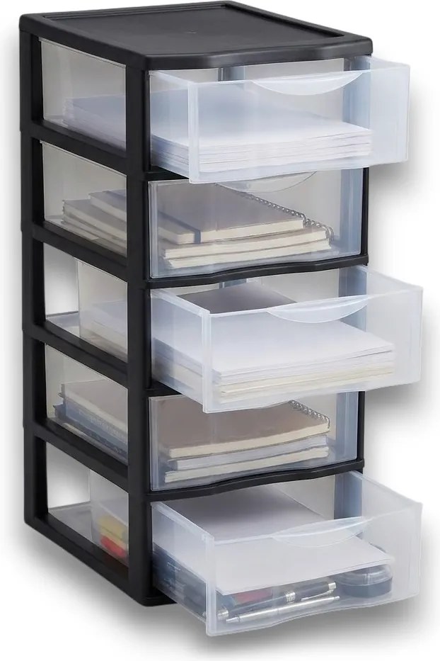 SUNDIS Úložný box s 5 vyššími zásuvkami, antracit, OFFICEMIX A4, 5A