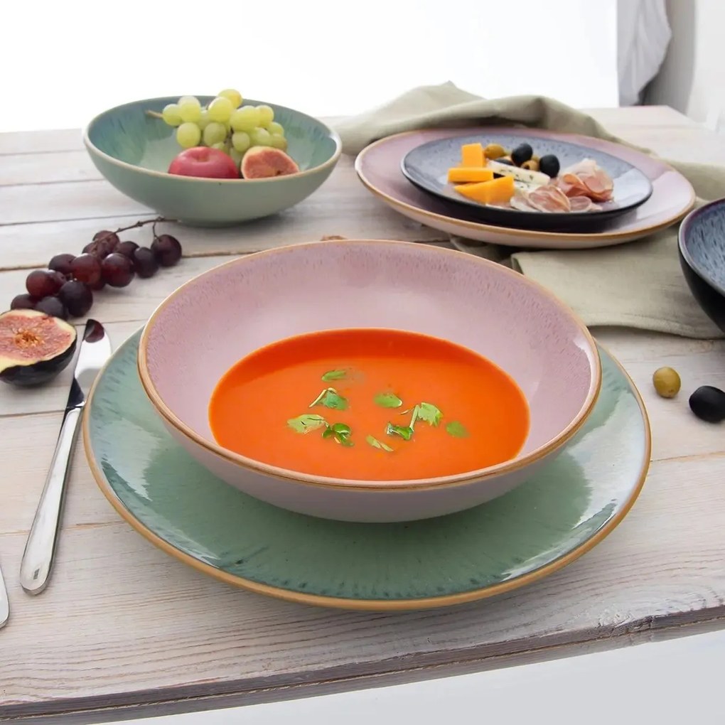 Orion Sada keramických mělkých talířů Glaze zelená27 cm, 6 ks